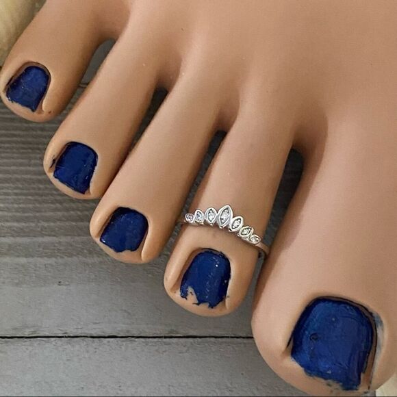 Sterling Silver CZ Toe Ring Midi Ring - Picture 2 of 4